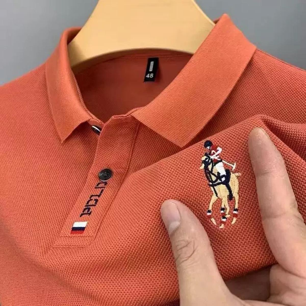STORN Men s Embroidered Casual Fashion Short Sleeved POLO Shirt Summer Comfortable Top M оранжевый