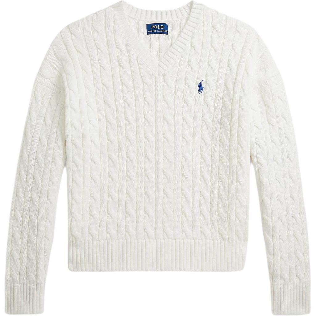 Maglione in cotone a trecce con scollo a V Polo Ralph Lauren per bambini 313A11238-001