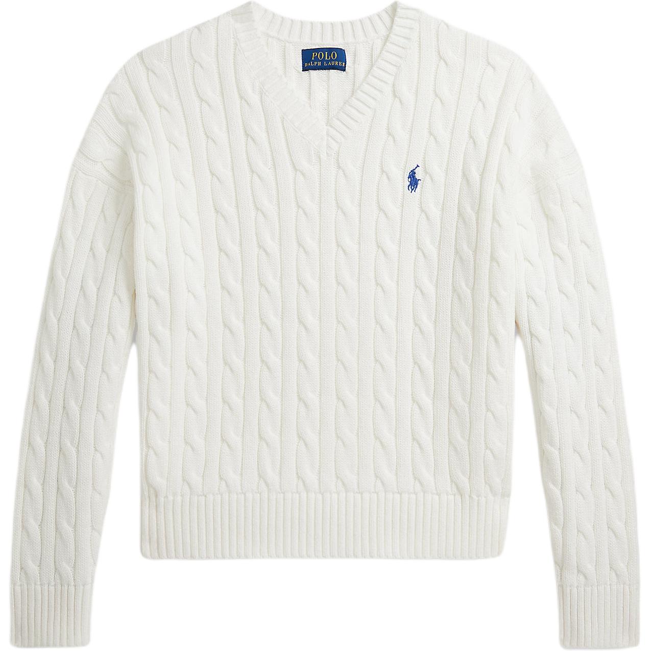 Свитер с V-образным вырезом из хлопка с косами Polo Ralph Lauren Детский свитер 313A11238-001 L