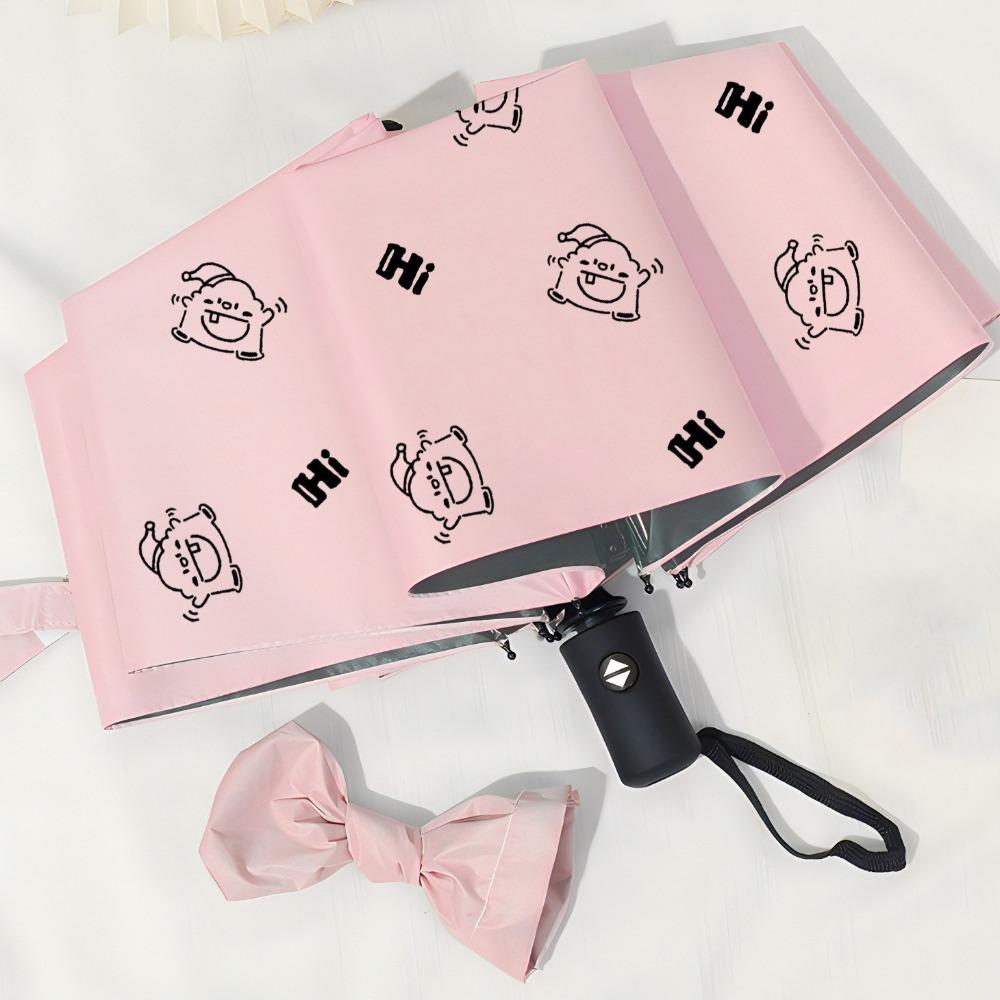 

Cartoon Pattern Portable Folding Umbrella Fully Automatic Dual Use Umbrella Beach Style A Pink