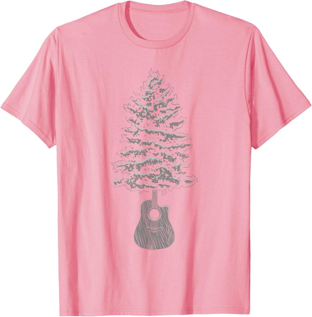 Acoustic Guitar Tree Music Lover Graphic Tee Men's Casual Cotton T-Shirt Outdoor Trip
