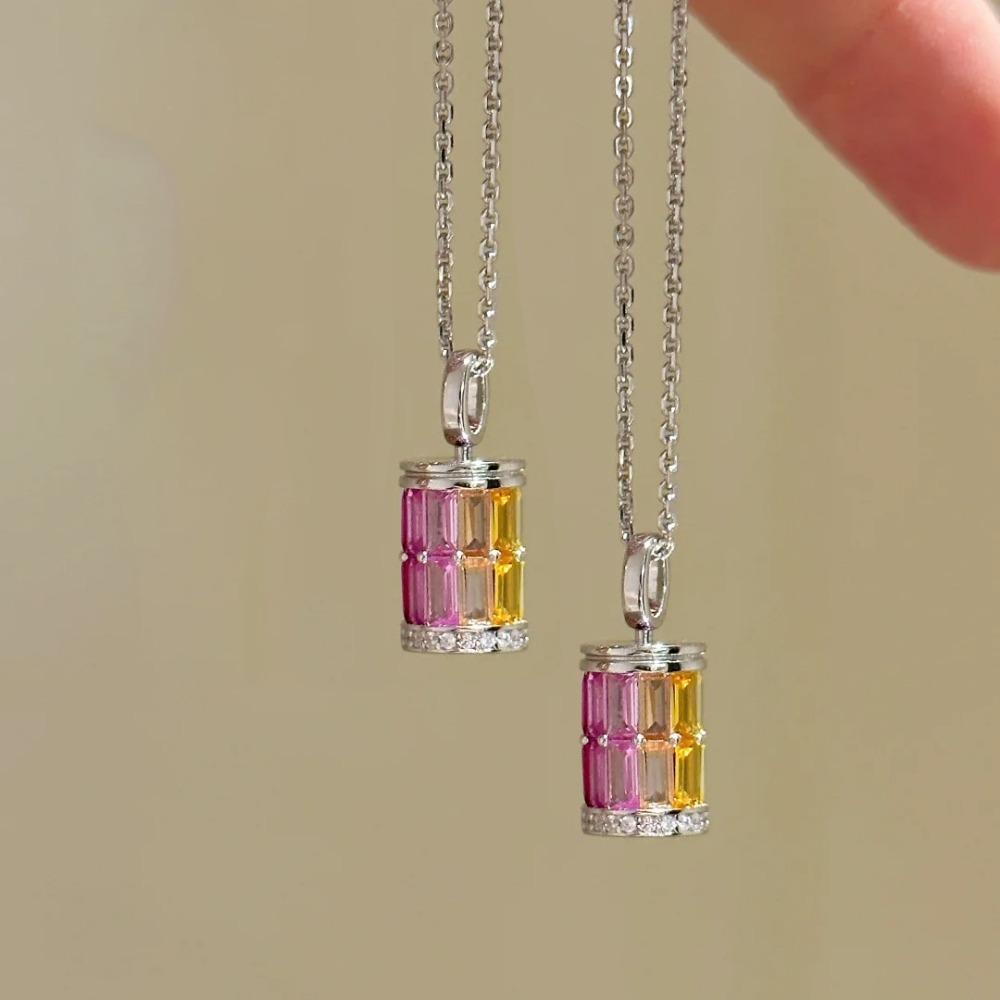 Gorgeous Rainbow Rotating Pendant Necklace Vintage Dopamine Gradient Luxury Planet Jewelry for Women