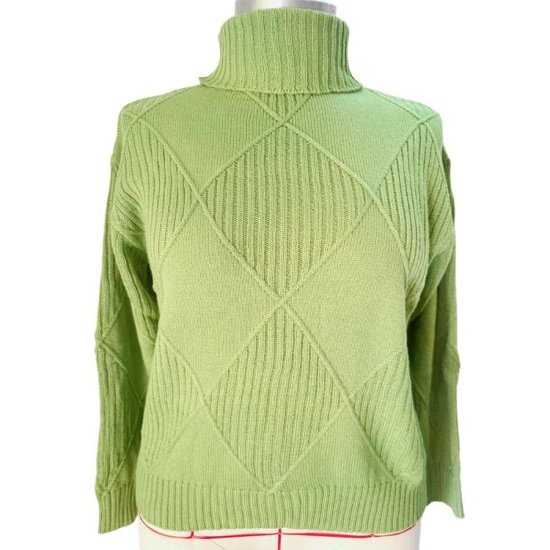 Womens Loose Knit Sweater High Neck Warm Pullover Solid Color Casual Winter Top
