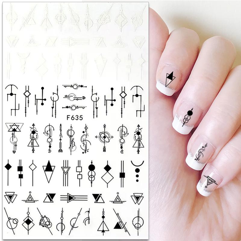 1PCS Black White Butterfly Laser Nail Stickers Nail Art Decoration Abstract Lines Bronzing Flowers Stickers For Nails