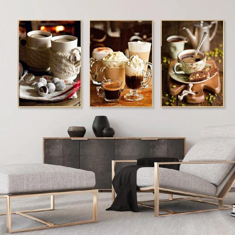 Nordic Cafe Retro Coffee Cups Cafe Home Canvas Painting Posters and Prints Wall Art Picture For Decor Restaurant Kitchen Cuadros