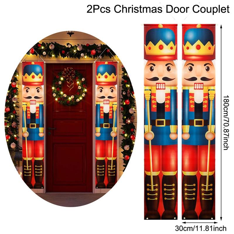 2PCS Nutcracker Soldier Banner Christmas Door Curtain Merry Christmas Decoration for Home 2026 Xmas Navidad Natal New Year Gifts