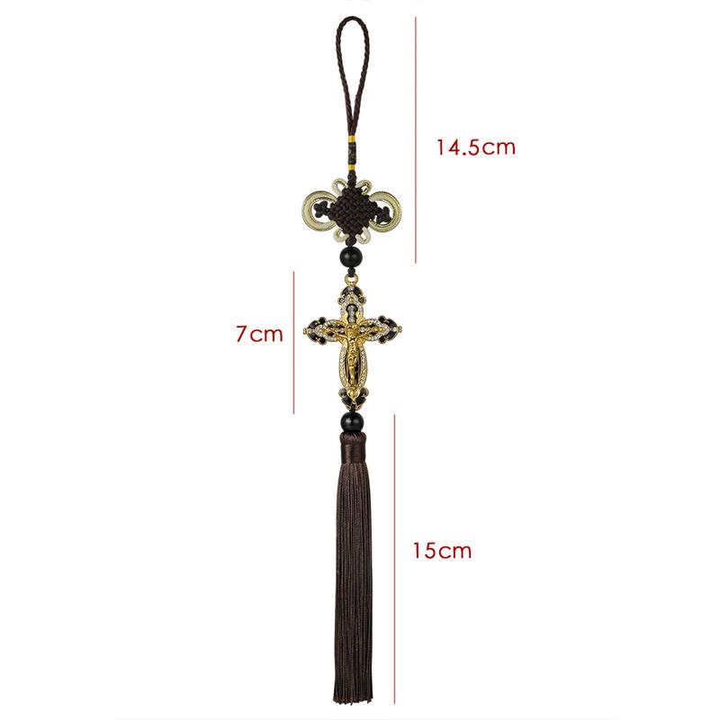 Jesus Figurine Cross Car Pendants Auto Decoration Hanging Automobiles Rear View Mirror Christian Suspension Decor Accessories