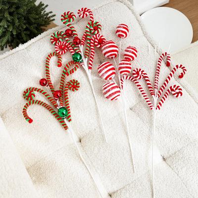 Plush Lollipop Cane and Ornaments Set for Christmas Tree Decoration
