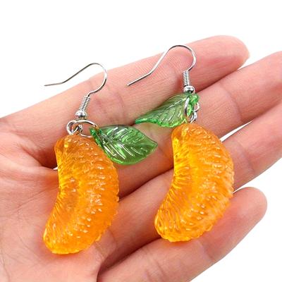 1Pair  Cute Imitation Orange Earrings Creative Funny Fruit Studs Earring For Girls Summer All-Match Ear Jewelry Gift