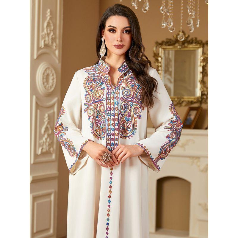 Magic Queen Middle East Women Moroccan Robe Dubai Sequin Embroidered Ethnic Formal Dress Long Dress Dress
