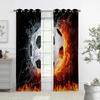 Cooles Wasser und Feuer Fußball Heißblütig 3D-gedruckte Vorhänge Geeignet für Schlafzimmer Wohnzimmer E-Sports Dekorative Vorhänge 2 Stück