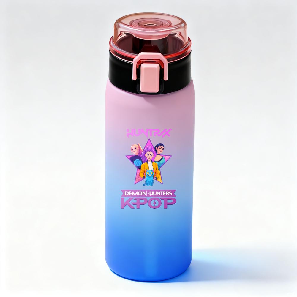 KPop Demon Hunters Gradient Water Bottles High-capacity Drinking Straw Cup Portable Girl Outdoor Office School 500ml Kid Friendly Entertaining Fun