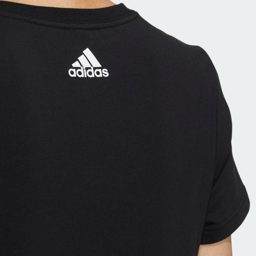 Adidas Foil Logo Print Sports Short Sleeve T-Shirt Women Tops Black GP0685