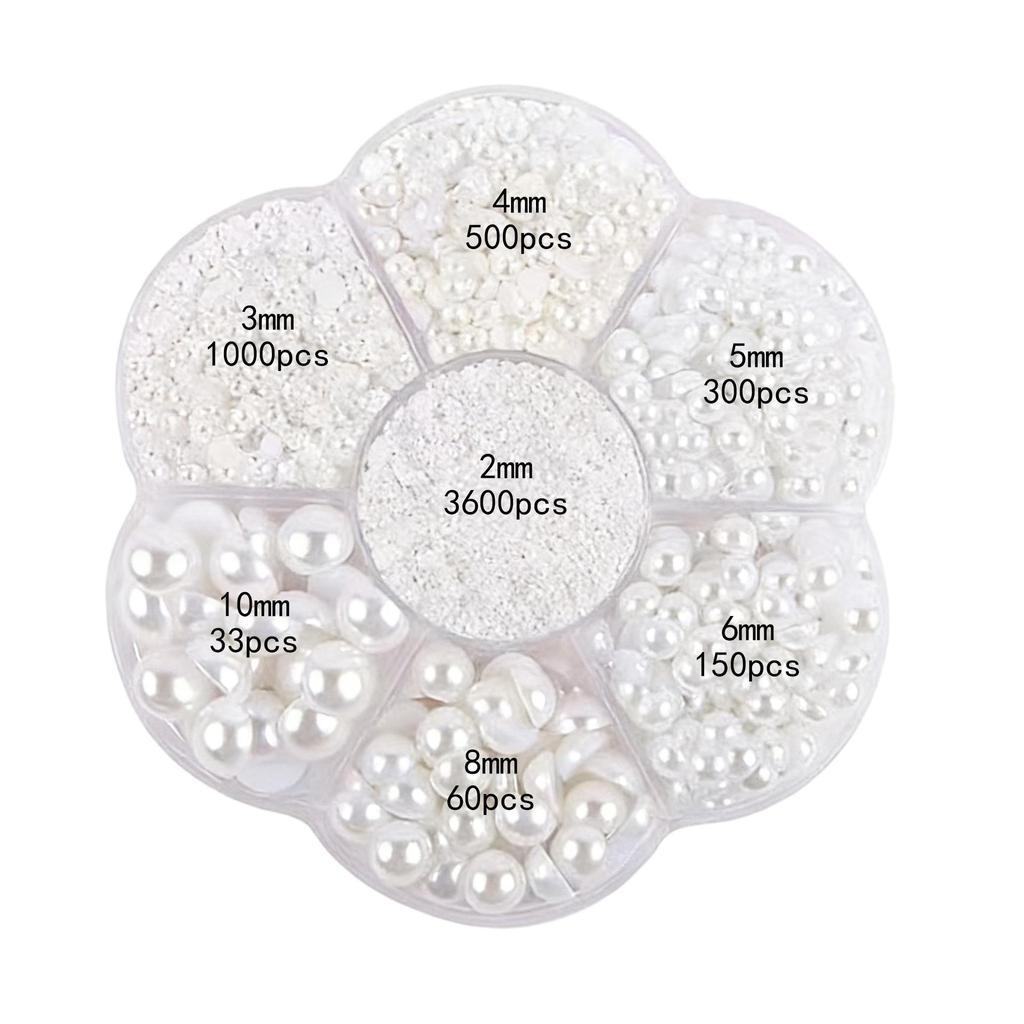 Cross Plum Blossom Box Pearl Half-Round Imitation Pearl Flat-Bottom Accessories for Hair, DIY Crafts, and Nail Art Stickers