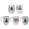 Decorative Christmas Double Wall Glass for Coffee and Milk 300ml Capacity Drinking Cup Heat Resistant Holiday Drinkware