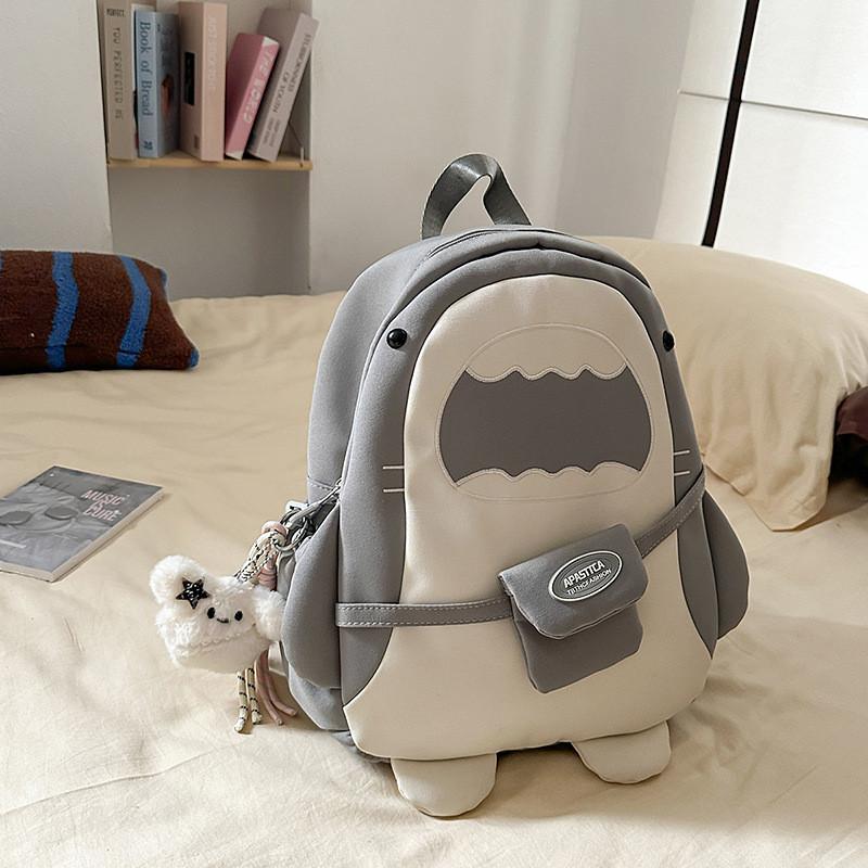 Carino Zaino Squalo Per Bambine Con Nylon E Design A Cartoni Animati Per L'Uso Scolastico