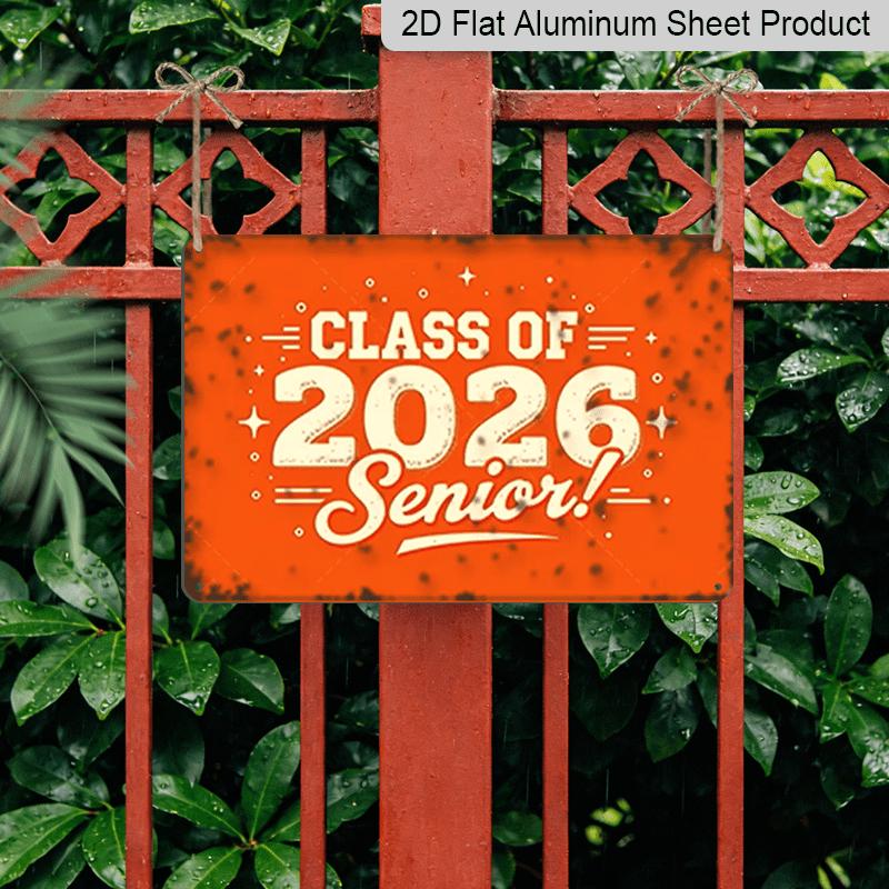 2D Flach, 1 Stück Jahrgang 2026 Senior Aluminiumschild 20x30 cm - Retro Orange verwittertes Design, "JAHRGANG 2026 Senior!"""Zitat, Abschlussgeschenk für High"""