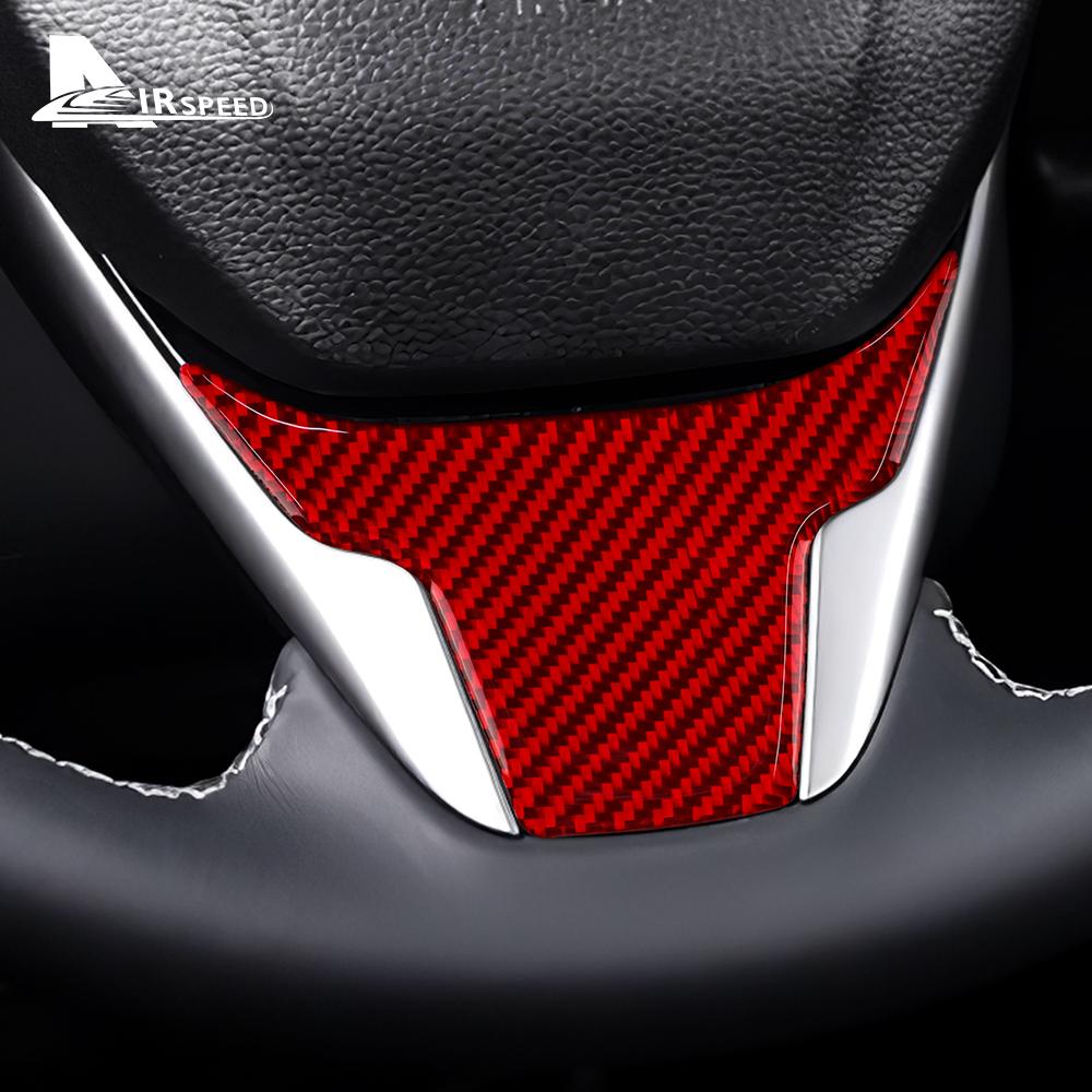For Honda Civic X 10th Gen 2016 2017 2018 2019 2020 2021 Real Soft Carbon Fiber Sticker Steering Wheel Interior Trim Accessories