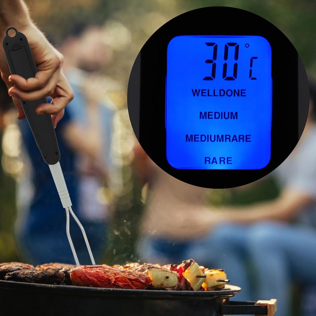 Digital Meat BBQ Thermometer Cooking Fork Instant Read Dual Probe LED Display