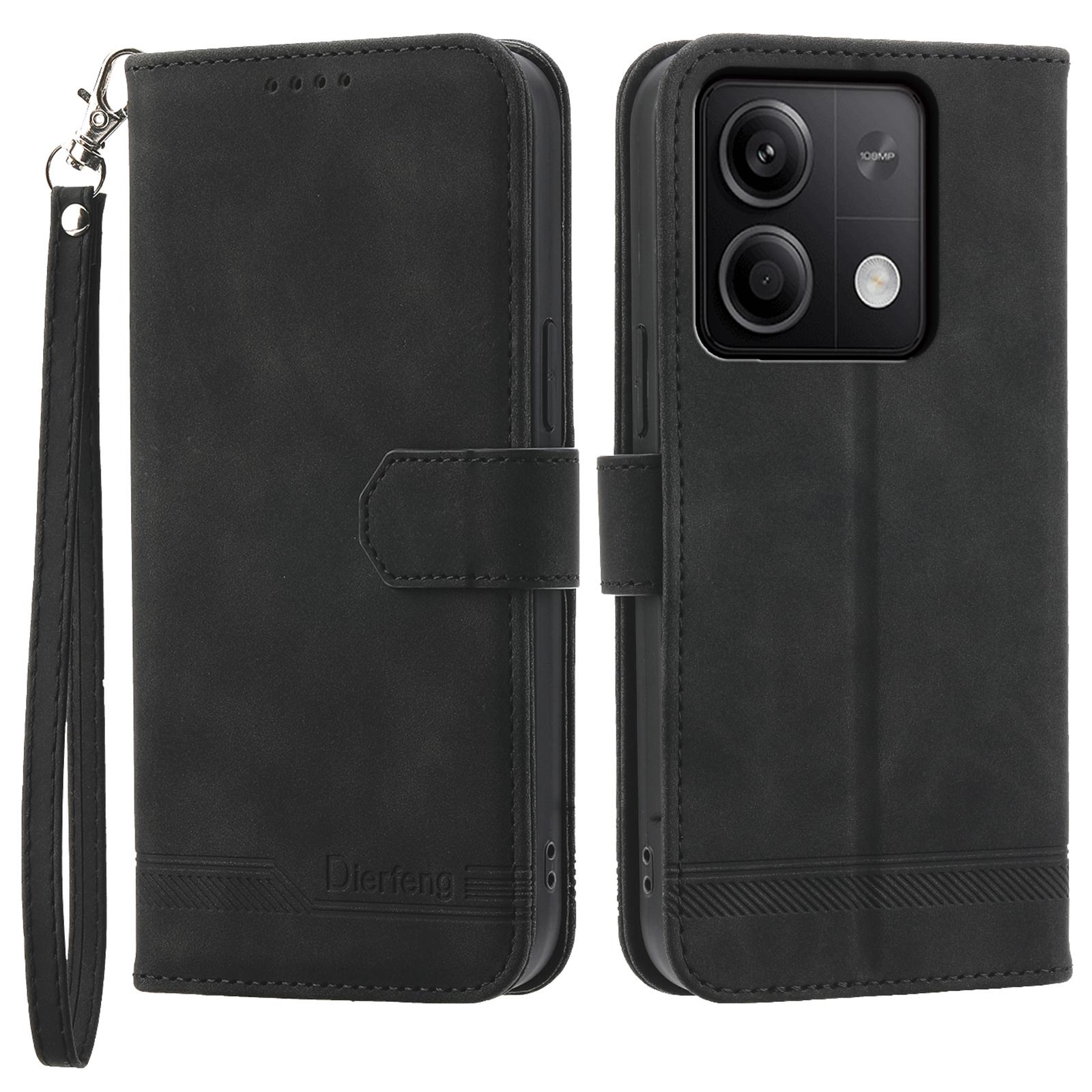 

DIERFENG DF-03 for Xiaomi Redmi Note 13 5G/Note 13 5G (China) Case Wallet Leather Cover Black