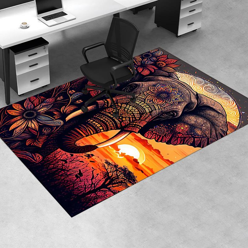 1pc. Ethnic Elephant Mandala Rug Home Decorative Carpet Office Chair Cover Outdoor Mat Gift for Living Room Bedroom Yoga Studio