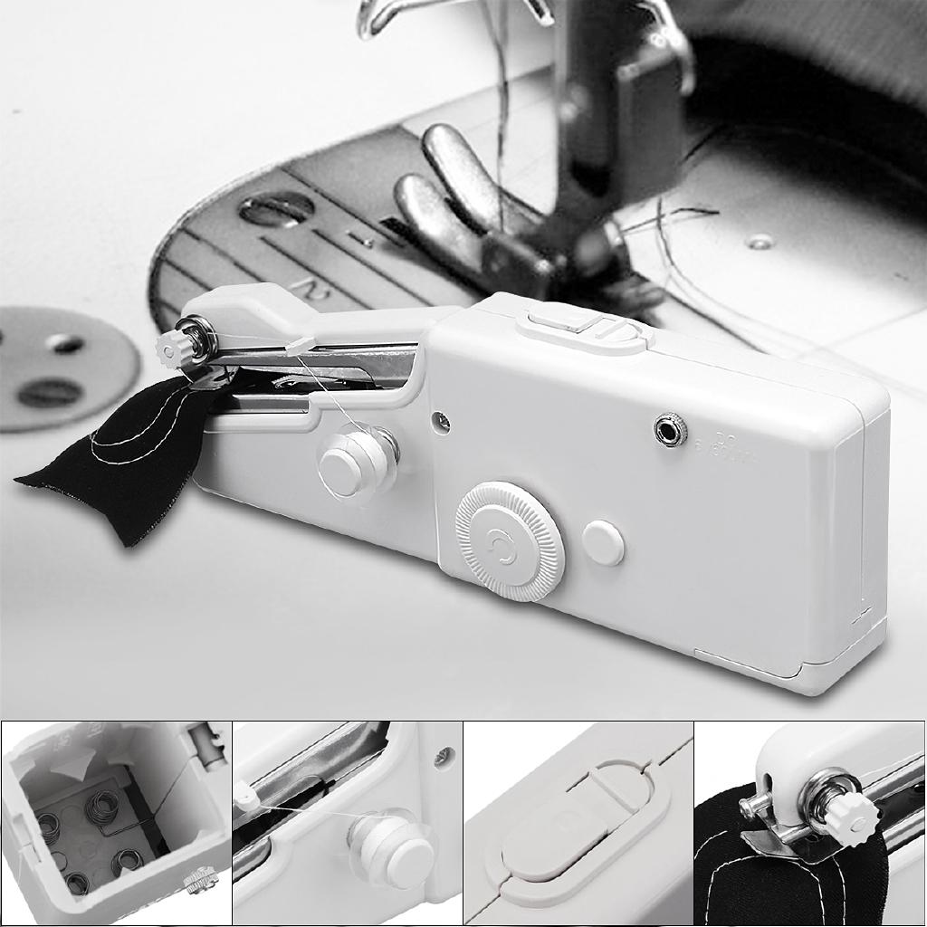 Mini Portable Household Hand Sewing Machine 10 Line Coils Quick Stitch Sew Needlework Cordless Clothes Electronic Sewing Machine DC 6V