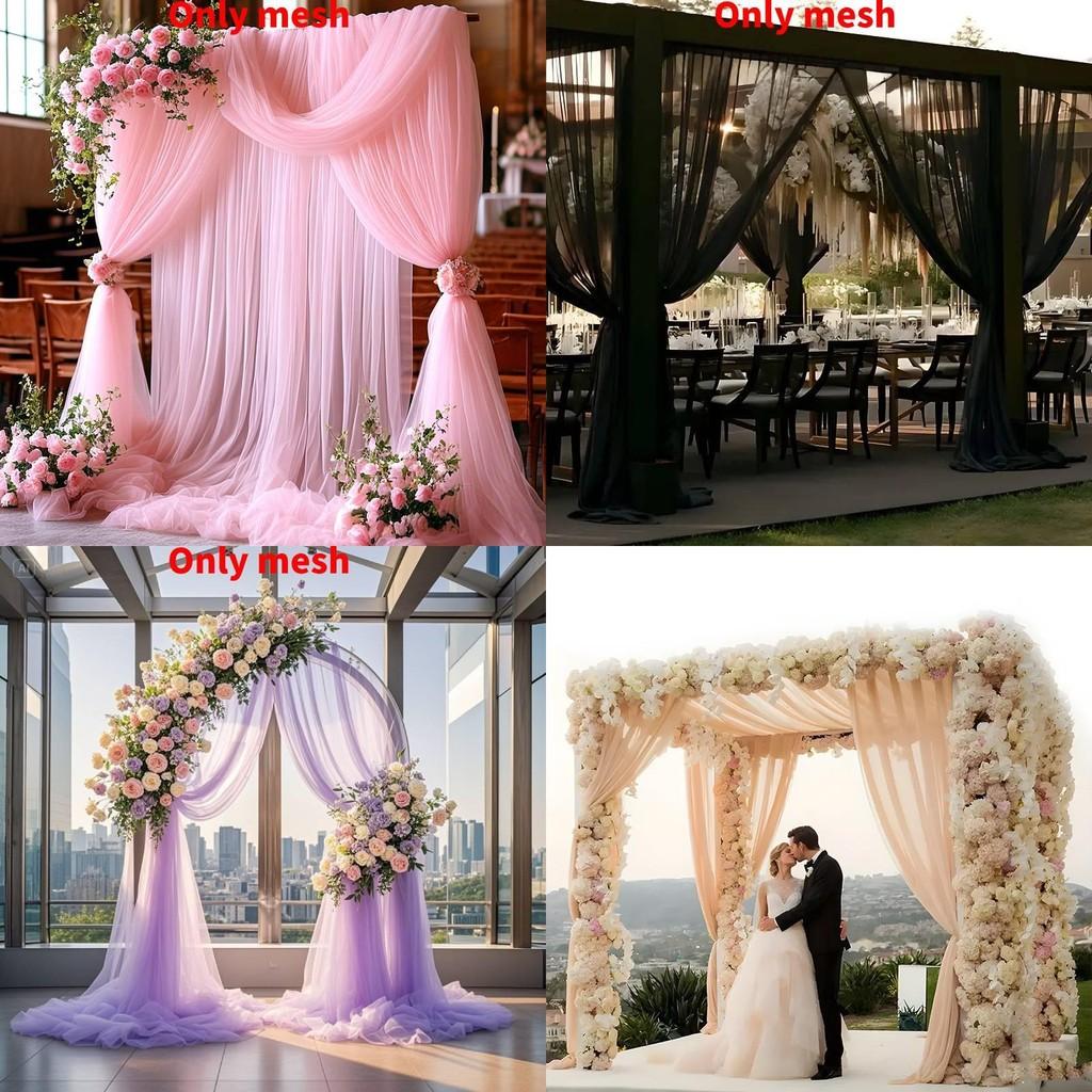 Outdoor Wedding Decor Fabric Bridal Arch Backdrop With Polyester Tulle For Party Event