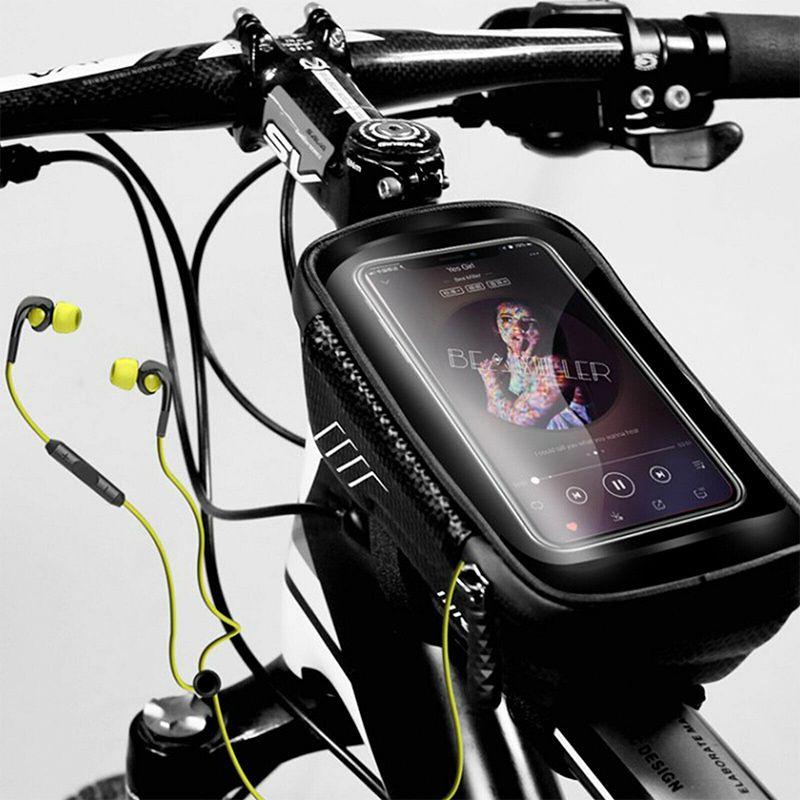 Durable Waterproof Bicycle Cycling Bike Front Top Tube Frame Bag With Tpu Touch Screen Phone Holder Case