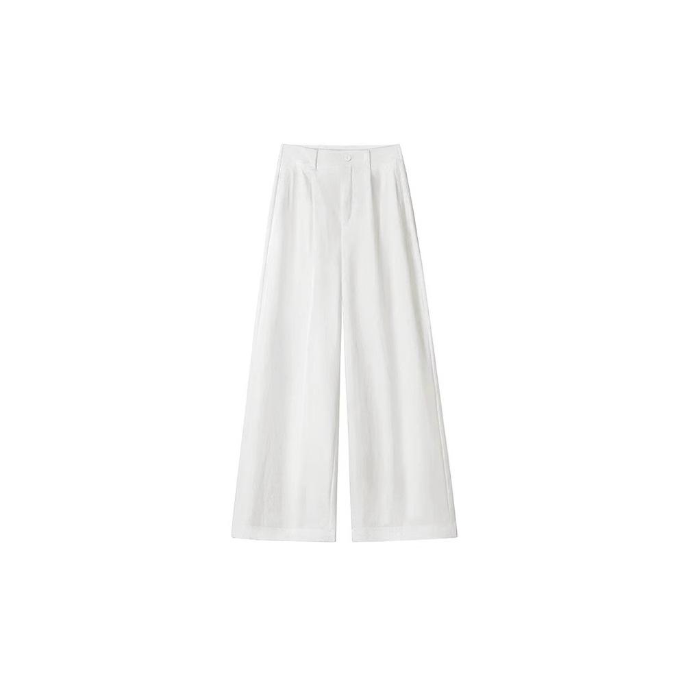 Women's High-Waisted White Wide-Leg Textured Jeans