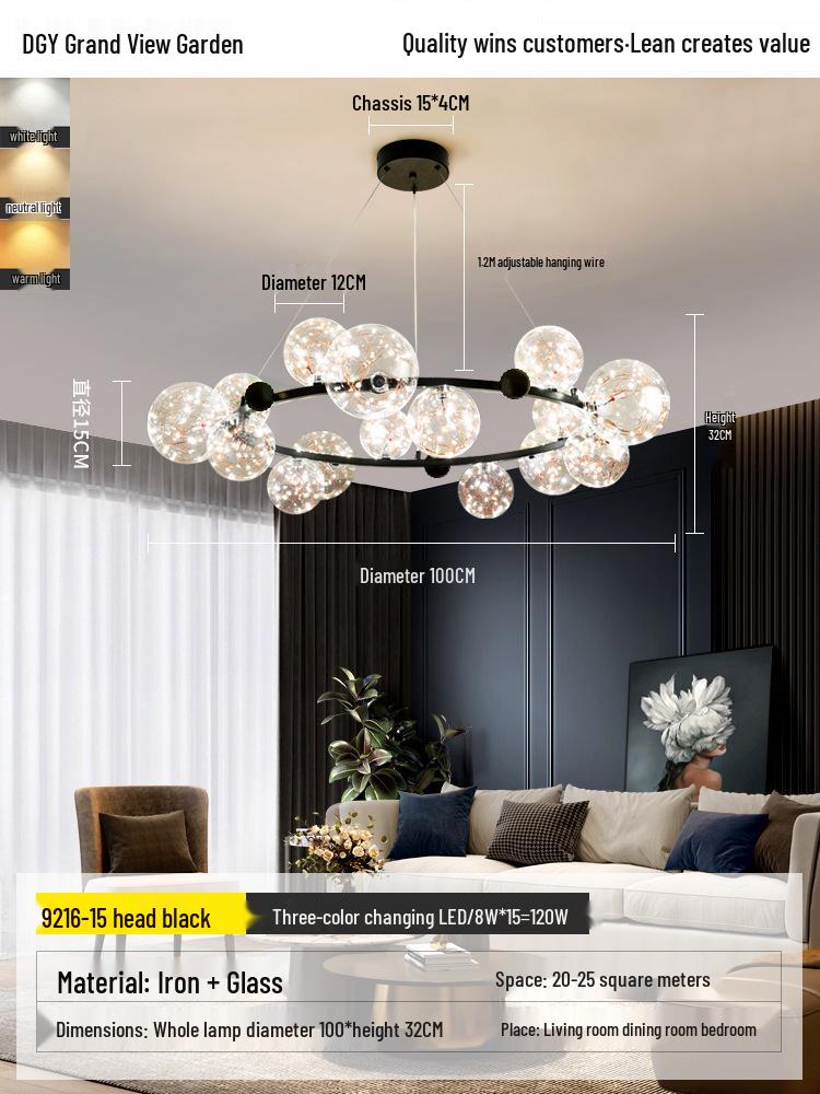 Nordic Modern Minimalist Luxury Starlight Chandelier for Living Room, Dining Room & Bedroom - Model 021L