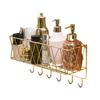 Bathroom Storage Rack with Hollow And Multi-Hook Design Basket Large Capacity Adhesive Installation Organizer for Home