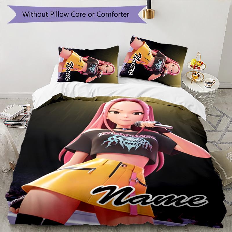 3pcs KPop Demon Hunters21 Cover Set - Personalized Name, HD Printed Bedding with 1 Cover and 2 Pillowcases - Perfect for Home Decor, Easy Care