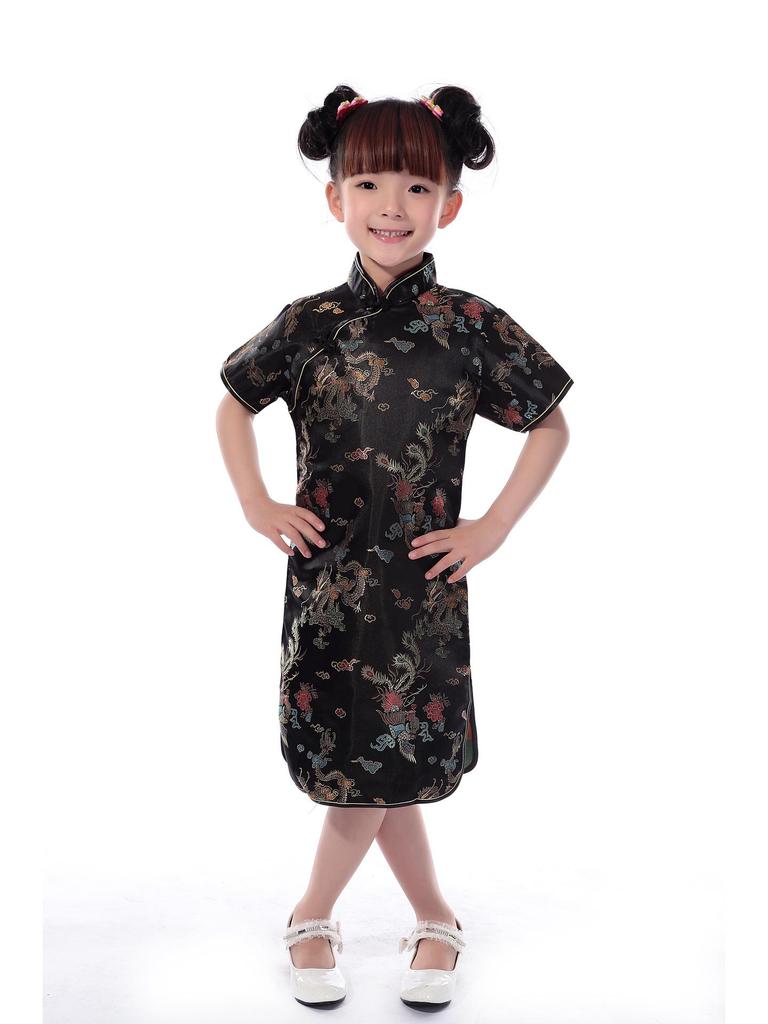 Summer Girls' Plum Blossom Bamboo Qipao Tang Princess Dress Ethnic Guzheng Performance Costume