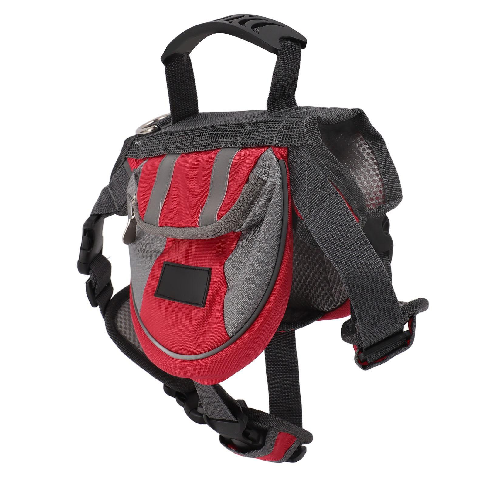 Zaino per cani Borsa da sella con striscia riflettente Grande capacità Multifunzione Pettorina per cani Borsa da sella rosso