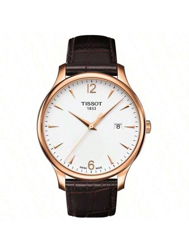Tissot Elegante Quarzuhr, stilvolle, trendige Herrenuhr mit 30 Metern Wasserdichtigkeit. verfügt über ein 42-mm-weißes Zifferblatt, T063.610.36.037.00