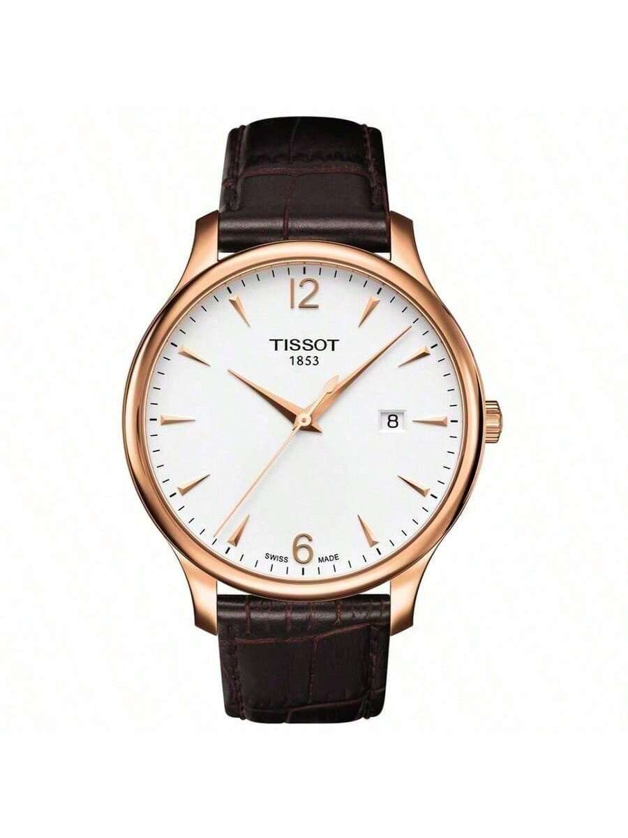Tissot s elegant quartz watch stylish, trendy men s timepiece with 30-meter water resistance. boasts 42mm white dial, T063.610.36.037.00 белый
