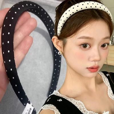Retro Zwart Wit Stippen Spons Hoofdbanden Vrouw Mode Koreaanse Haar Hoepel Gezicht Wassen Haarband Vrouwelijke Feest Haar Accessoires