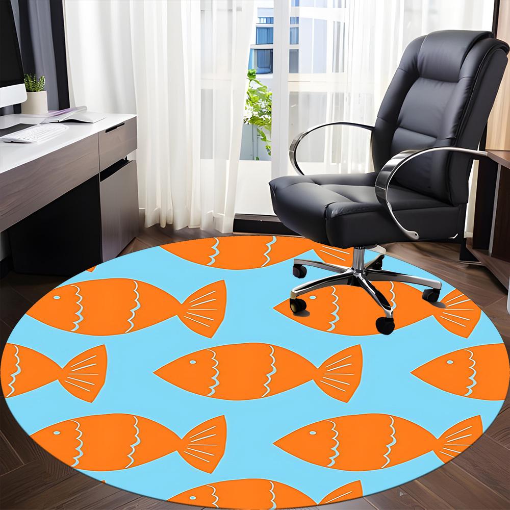 1pc Fish Pattern Chair Carpet for Office, Non slip, Soft and Durable Office Rug