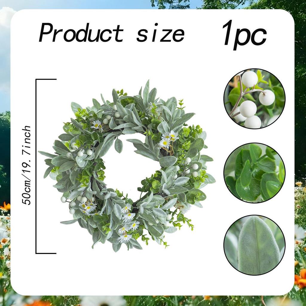 Spring Eucalyptus Daisy Wreath for Door & Window Hanging Home Décor