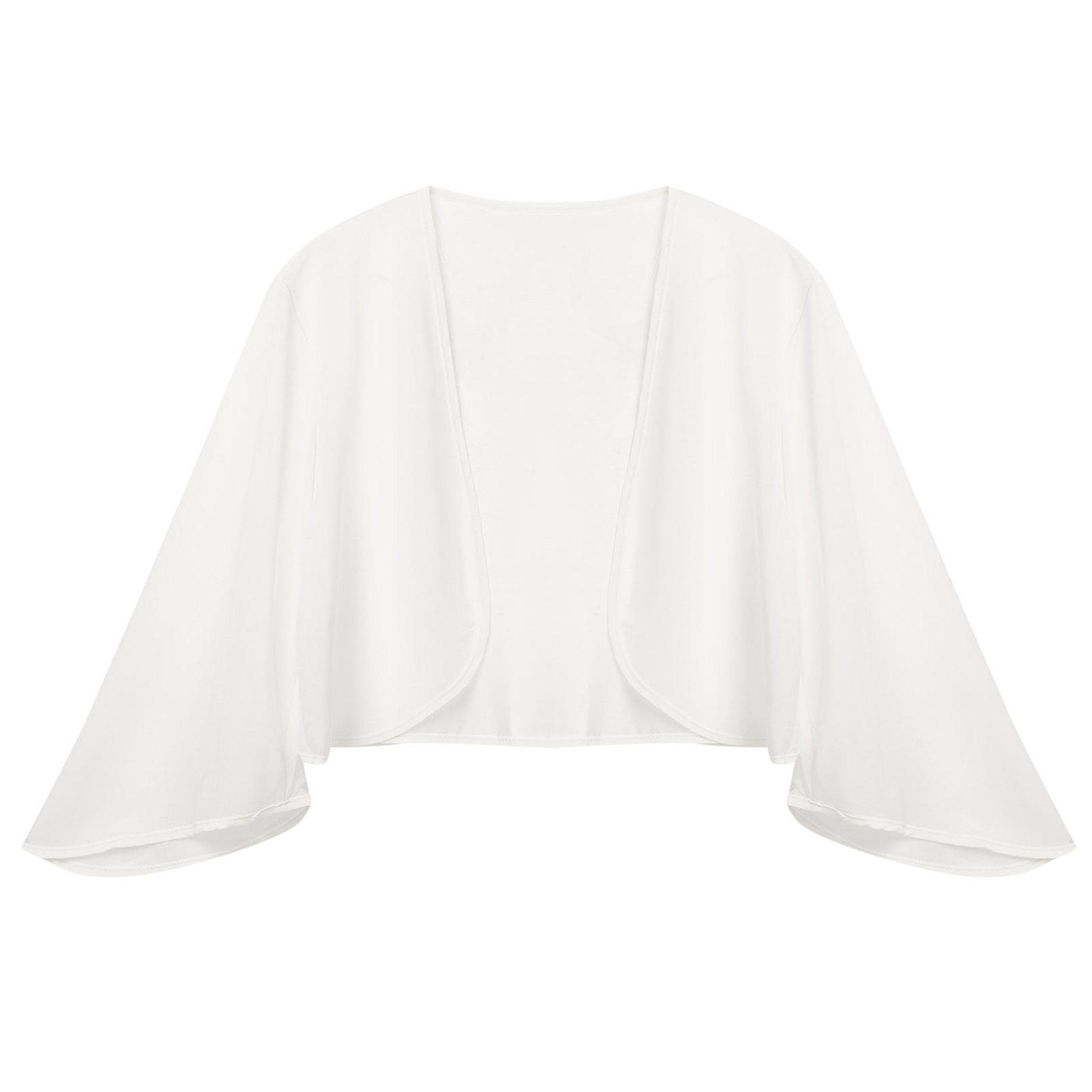 

Жіночий шифоновий кардиган з рукавами 3/4, куртка-болеро, весільна вечірка, весільна сукня, накидки, шалі 3XL слонова кістка