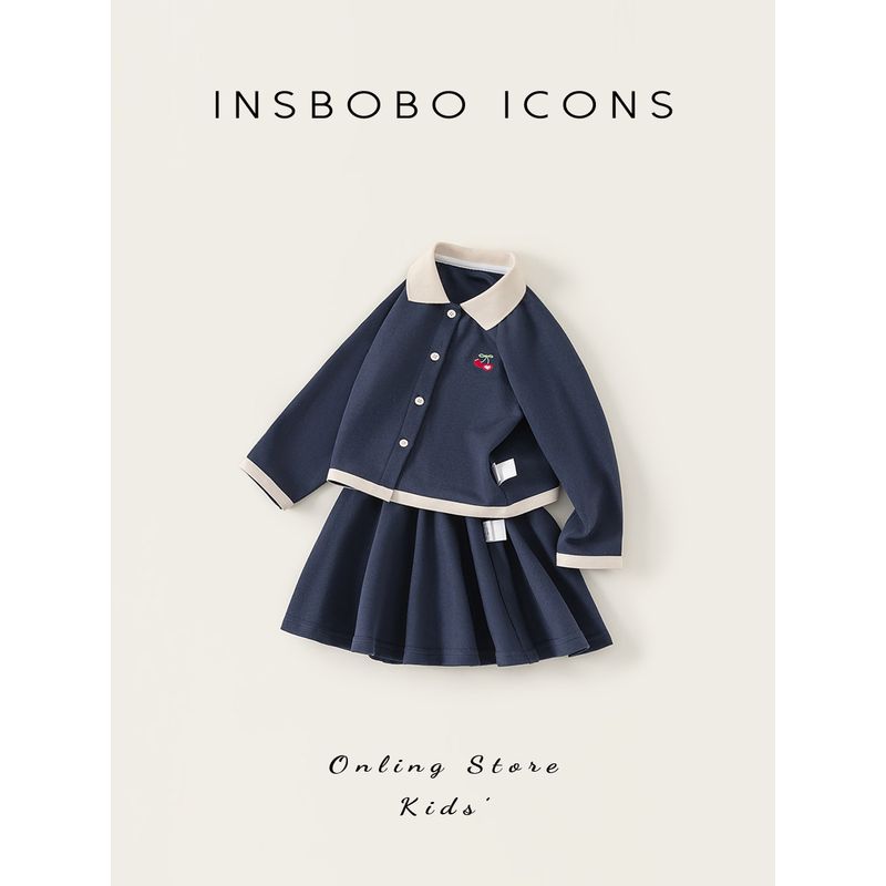 Insbobo Girls' Suit 2026 Spring New Style Baby Girl Suit Dress Girl Long-Sleeved Fashionable Kidsren's Cardigan