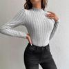 2026 Women's European and American Ribbed Long Sleeve Knit Base Layer T-shirt