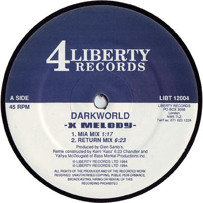 12inch Record DARKWORLD - X Melody LIBT12004 4 Liberty Recor 1994 UK Dance & Electronica Used