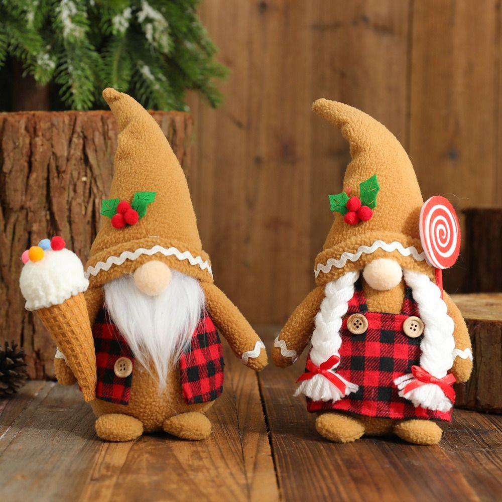 

Supplies Home Decoration Xmas Faceless Dwarf Boy Girl Gingerbread Man Gnome Christmas Elf Doll