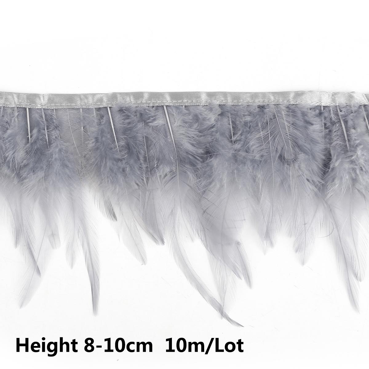 

Разноцветная ткань с отделкой из куриных перьев 8-10 см, боковая полоса, отделка из перьев куриного фазана, свадебное украшение для одежды 8-10cm 10meters серый