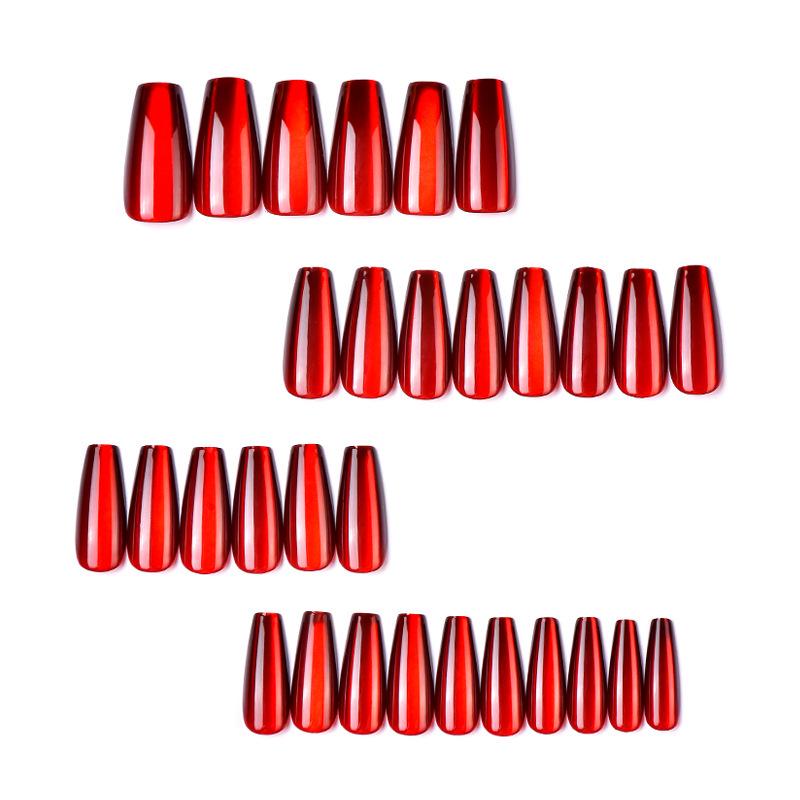 Autumn/Winter Red Cat Eye Wearable Short Nails - Skin Whitening Detachable Nail Tips