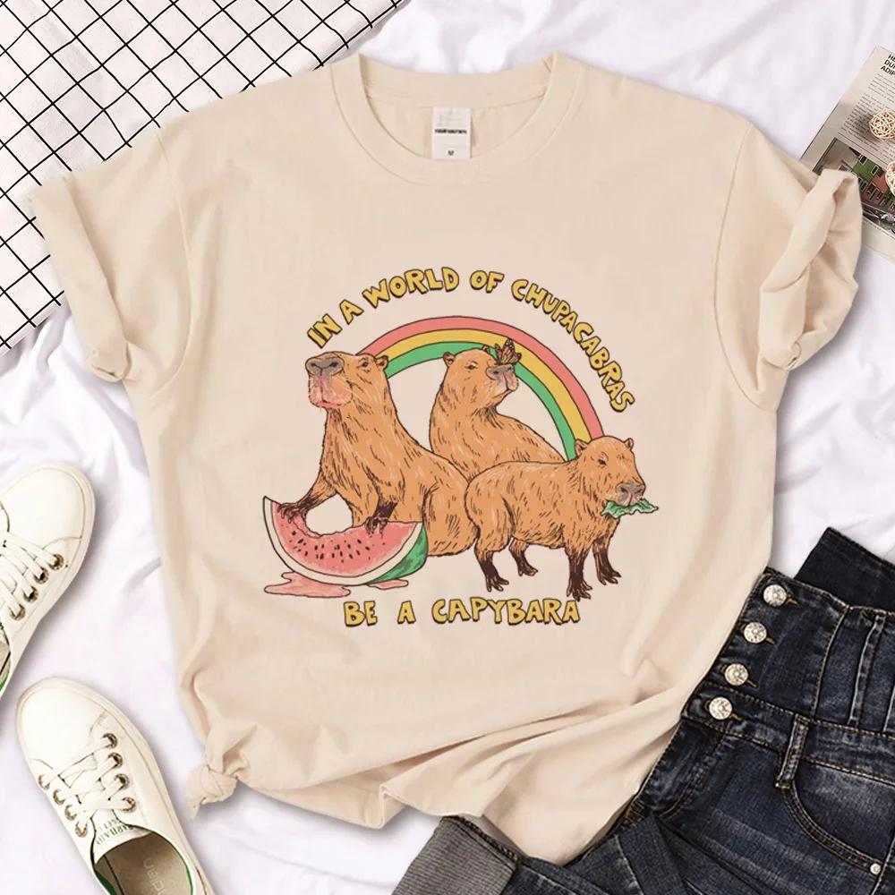 Capybara Capybara T-Shirts Herren Y2K Designer Sommer T-Shirt Junge Y2k 2000er Japanische Kleidung Kawaii T-Shirt Grafik-Top Weiblich
