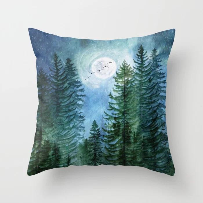 New Ocean Peak Landscape Painting Pillow Case Chinese Ink Scenery Pattern Car Sofa Pillow Cushion Cover