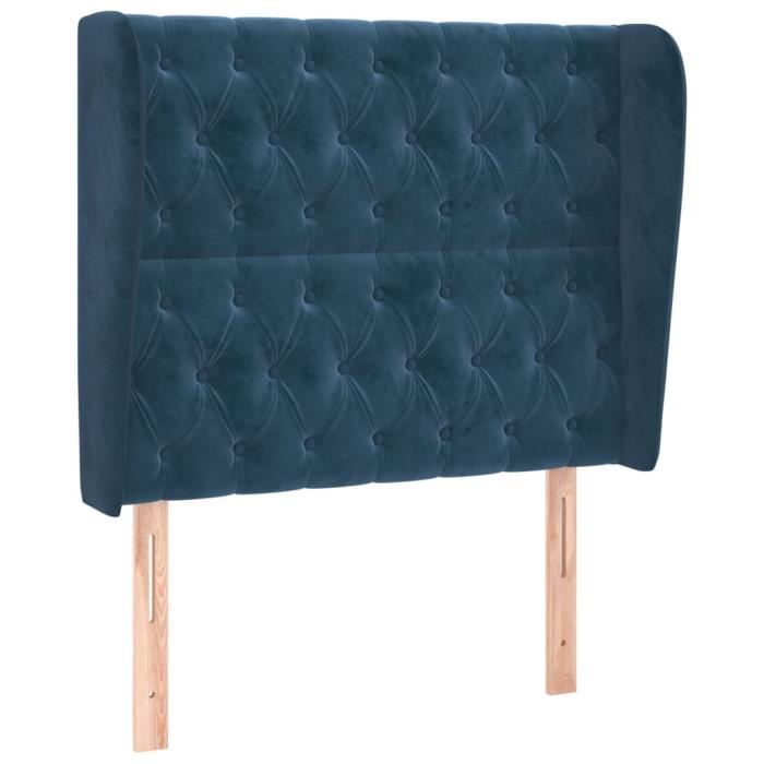 VidaXL Tête de lit avec oreilles Bleu foncé 103x23x118-128 cm Velours3118338