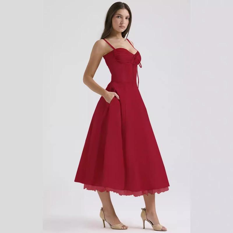 

Temperament Floral Suspender Dress XL червоний